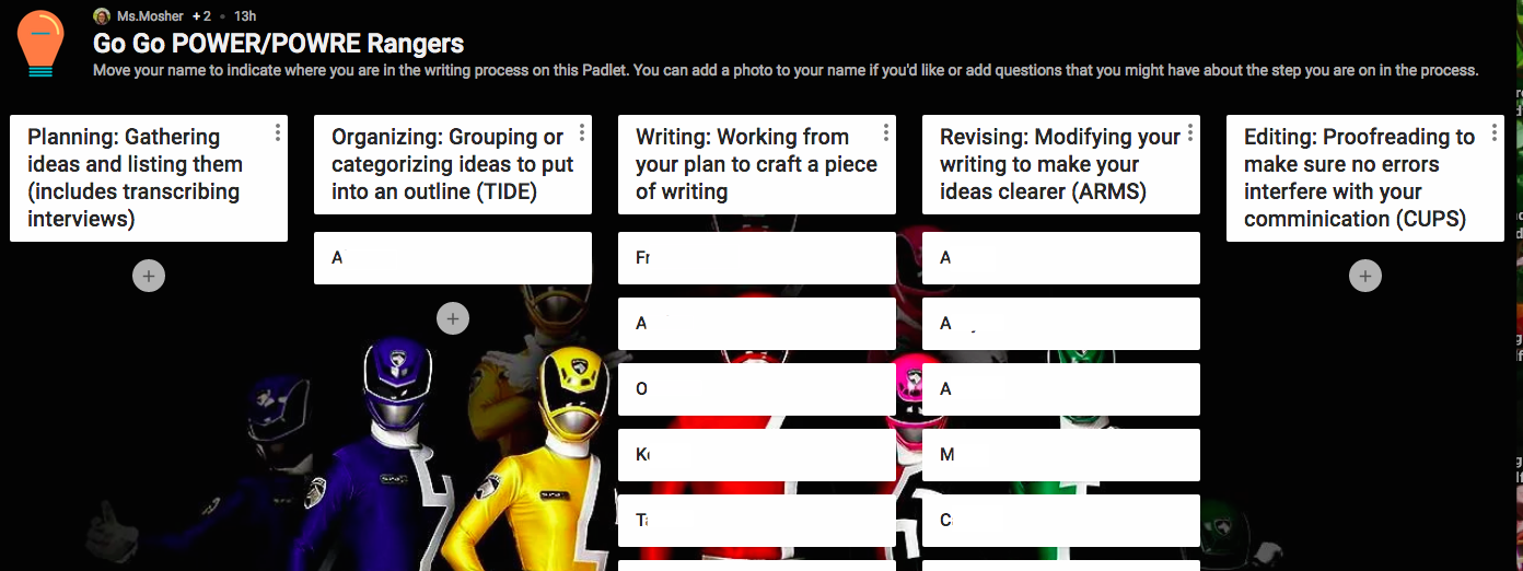 They made the Power Rangers connection. Hooray for student voice.